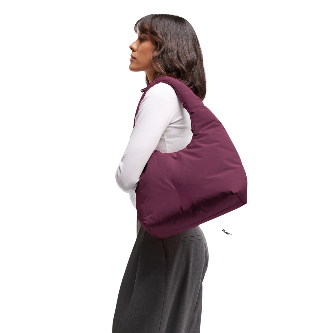 Transit puffer shoulder bag